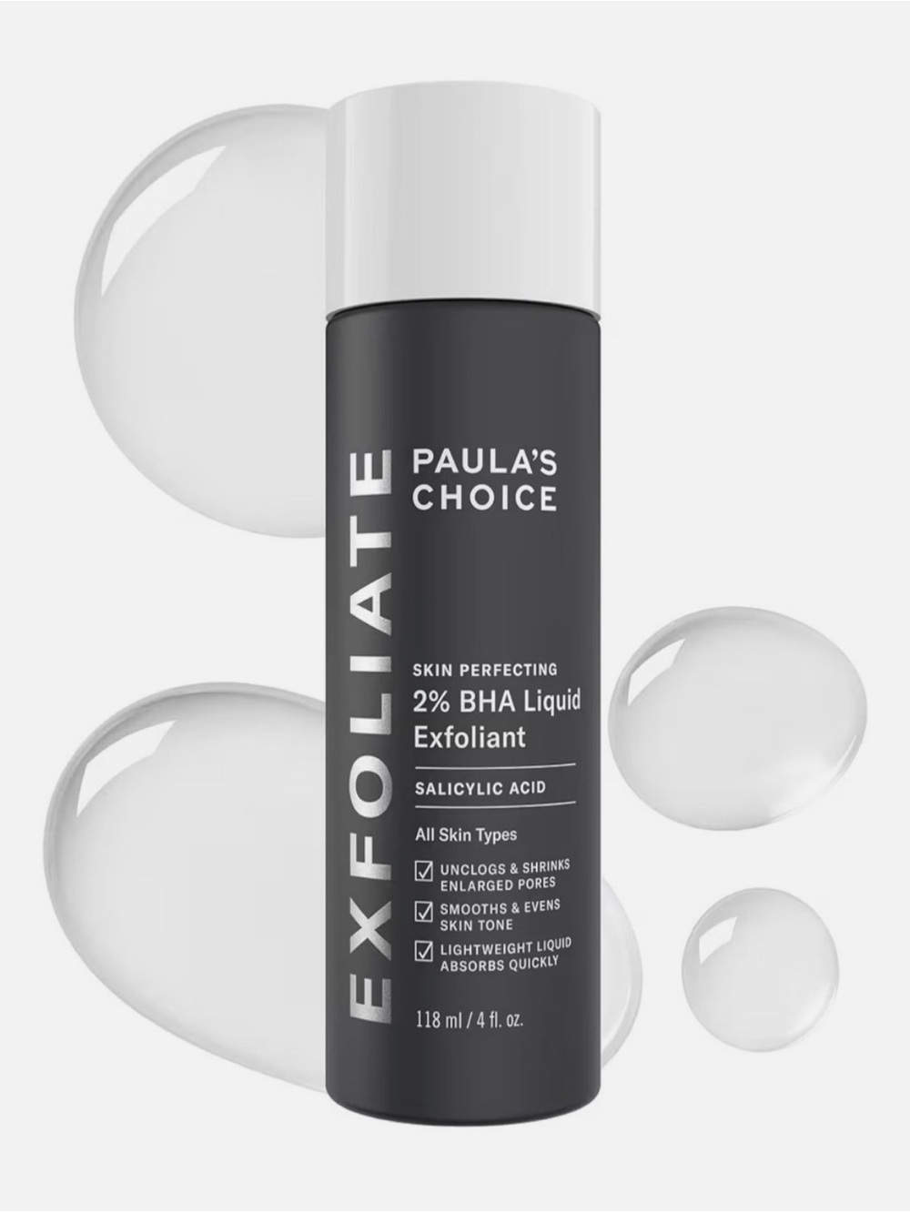 Paula's Choice Exfoliate 2% BHA Liquid Exfoliant — Black & White